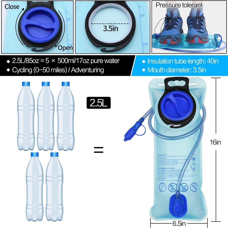Mdvora 1.5L/2L/2.5L/3L Hydration Bladder, Large Opening Water Storage Bladder Bag, for Cycling Hiking Camping - Image 3